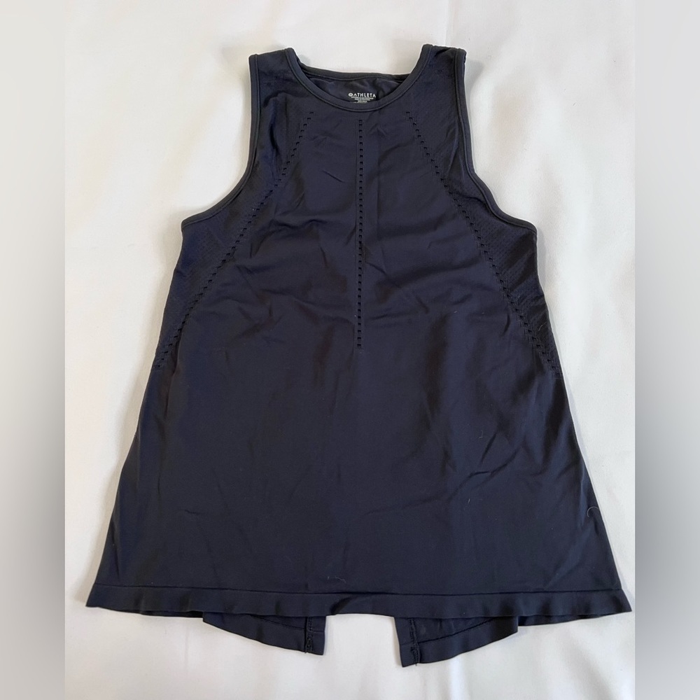 Athleta Black Seamless Stretch Split Back Foothil… - image 3